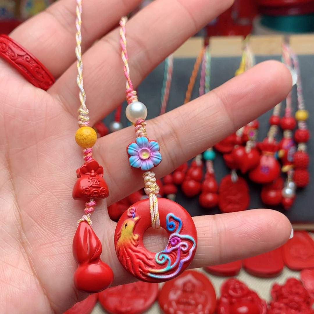 天然辰砂工艺品朱砂手机坠