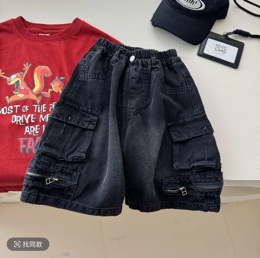 B2233韩系工装短裤牛仔裤男女童夏季