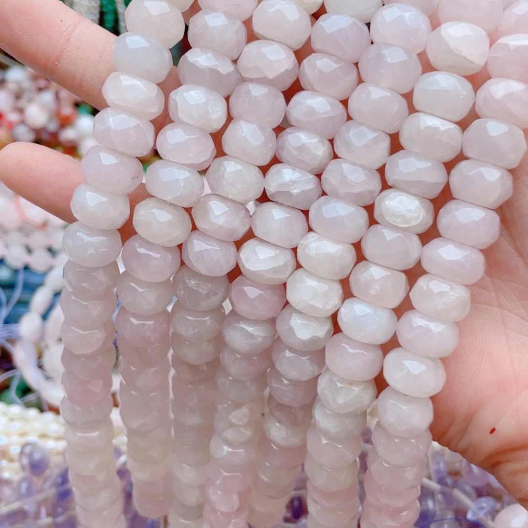 未镶嵌玛瑙/玉髓珠宝奇石粉水晶算盘1条卡12切面有瑕