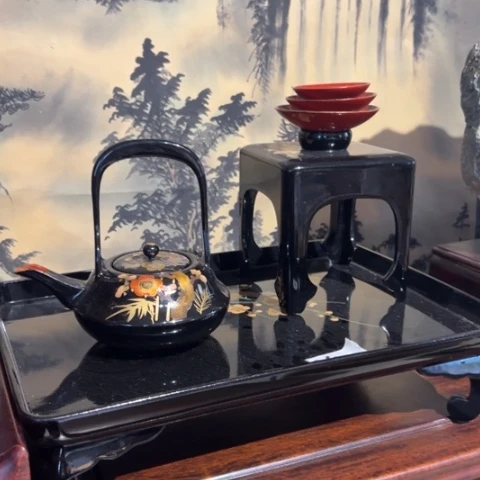 蜜安罐瓷香炉锡茶则