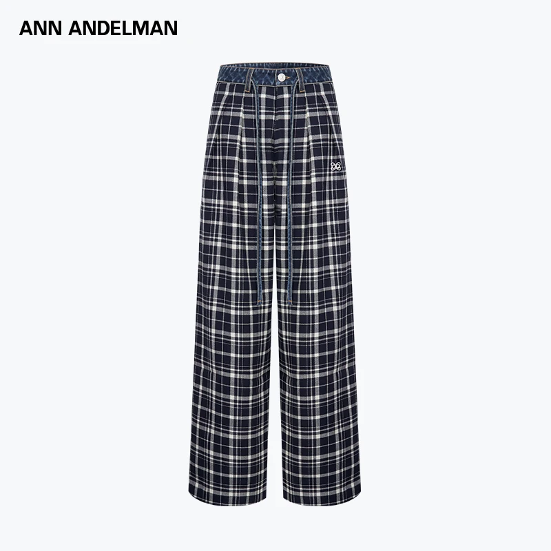 ANN ANDELMAN【商场同款新品】25 拼接牛仔格纹休闲裤 四季可穿