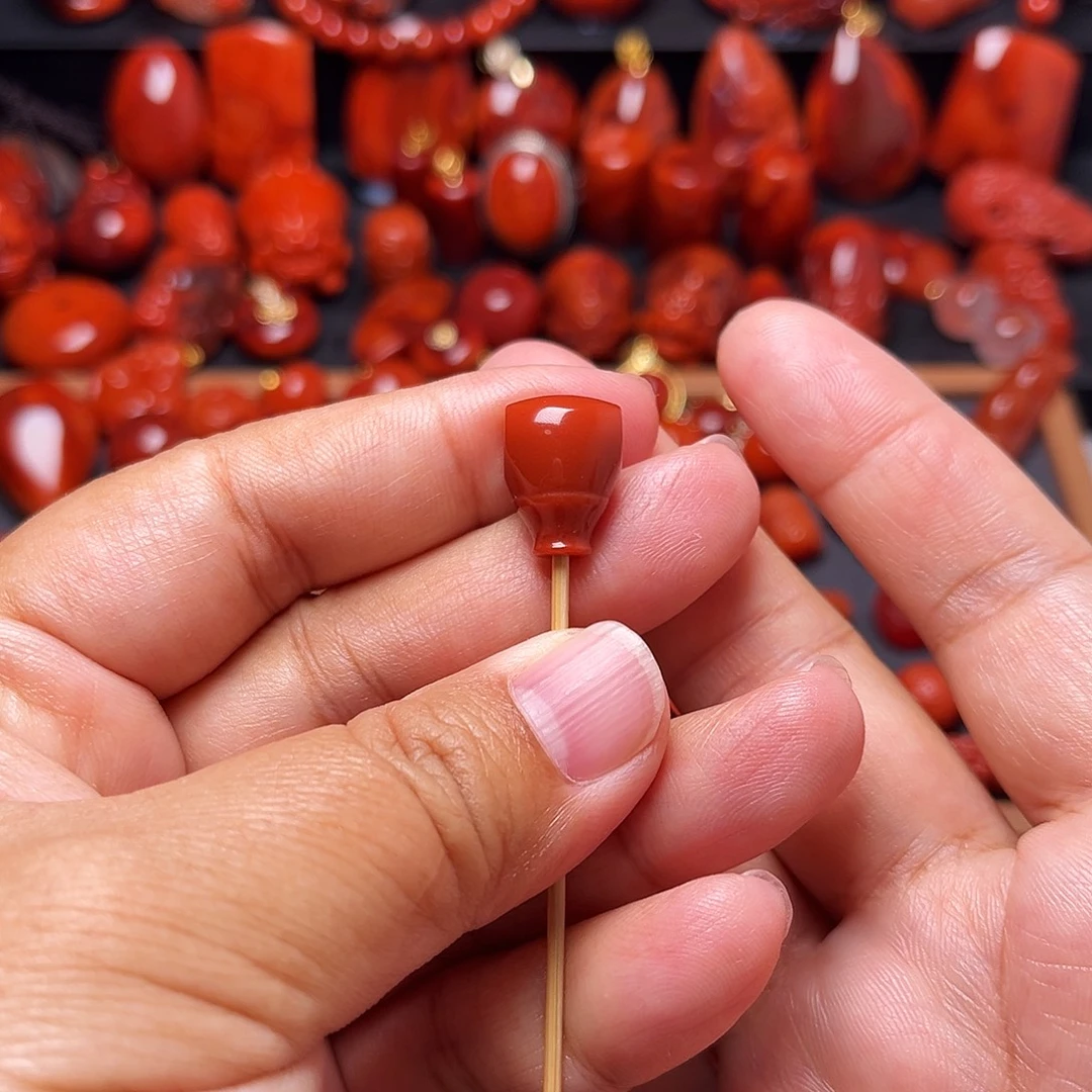 南红玛瑙未镶嵌配饰满色肉奶嘴三通11mm