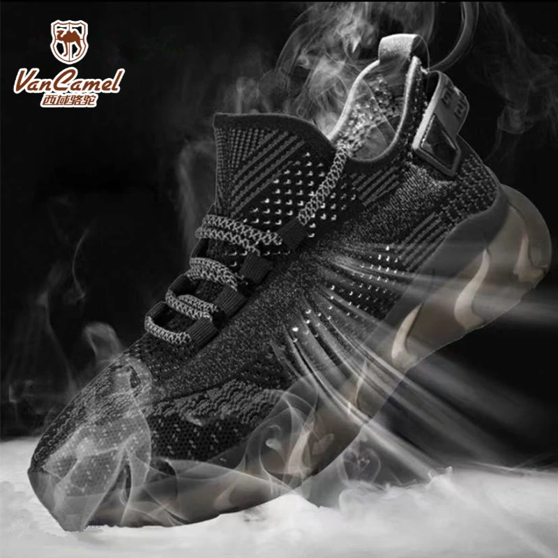 西域骆驼椰子网面鞋子男款爆款2025夏季新款透气跑步鞋飞织运动鞋