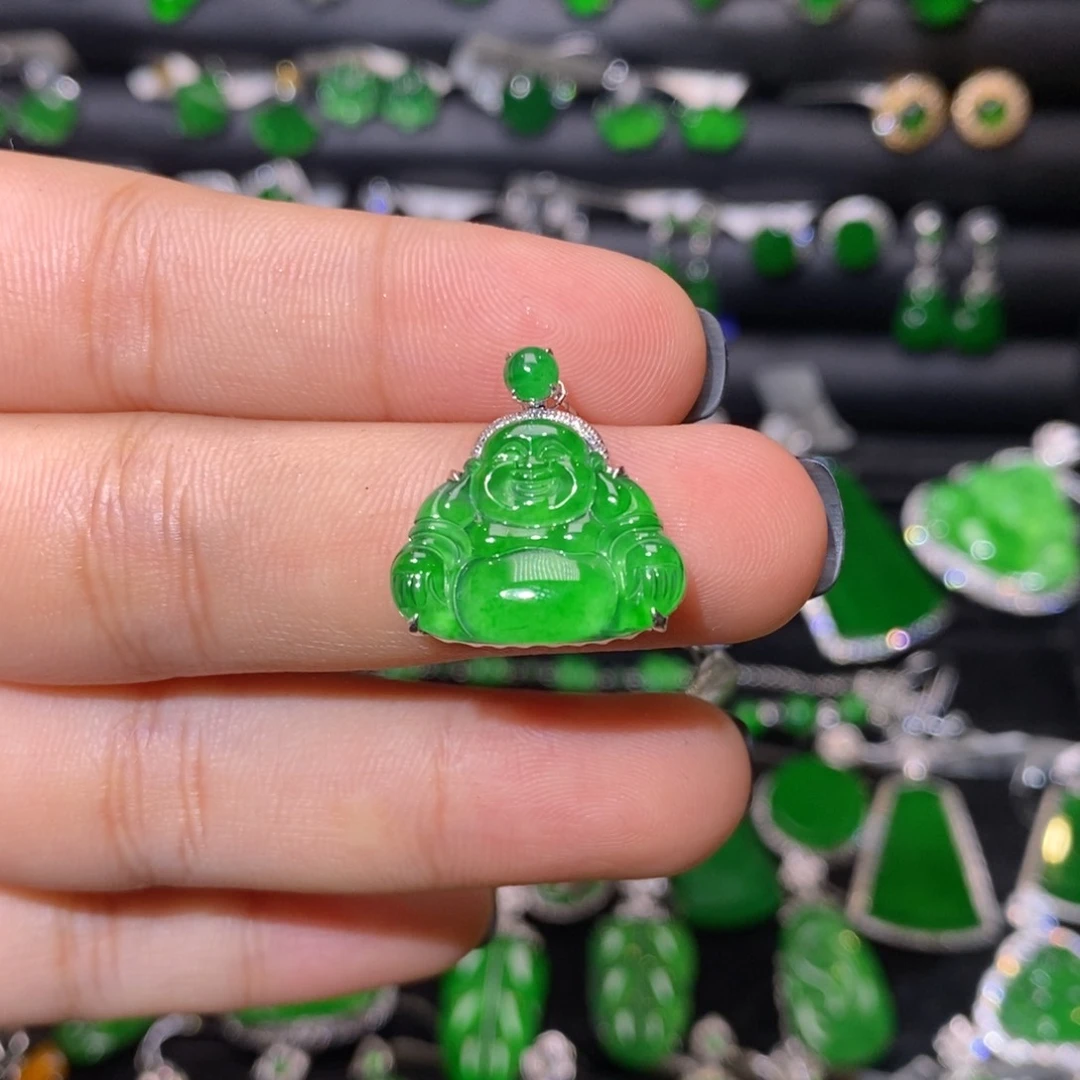 翡翠18K金镶嵌颈饰天然翡翠