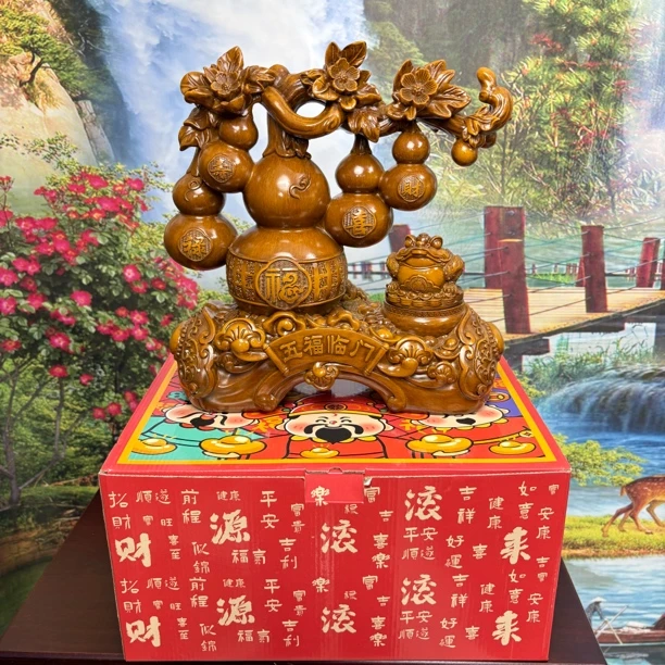 五福临门 长30高30客厅玄关电视柜酒柜乔迁送礼装饰