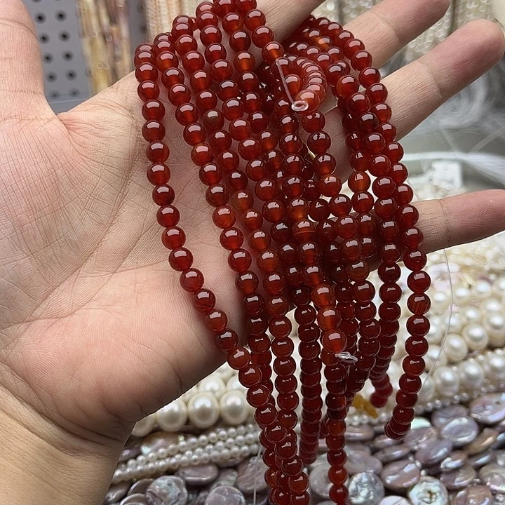 未镶嵌玛瑙/玉髓珠宝半成品一条6mm红玛瑙