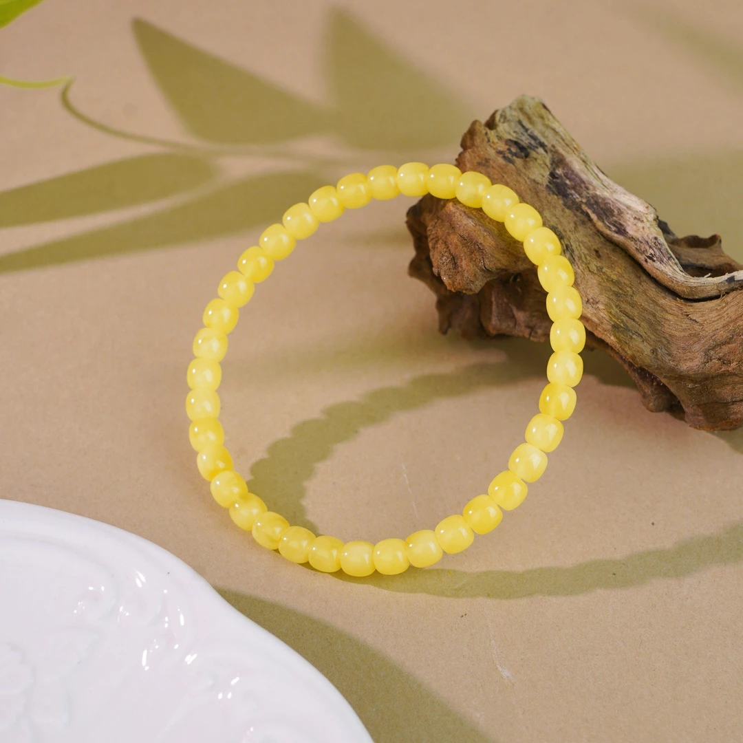 【扶摇专属】琥珀白花蜡直切素圈手串(多样性发一)A02919