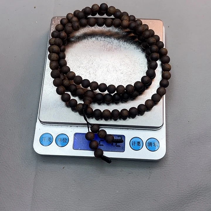 木***易沉香沉香碎屑老白棋07mm圆珠多圈，27克沉水的多样性发一