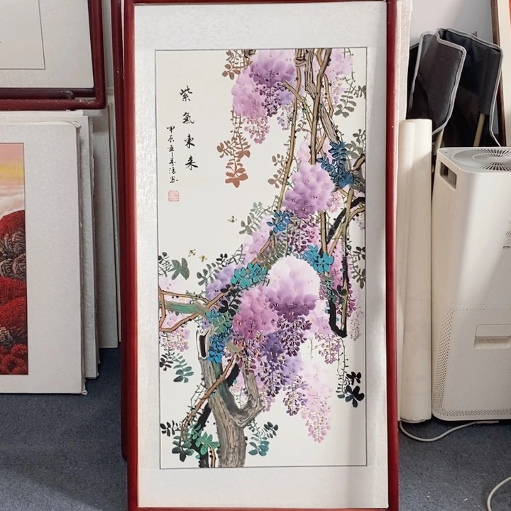 祥***3国画125*65尺寸带框包邮送到家
