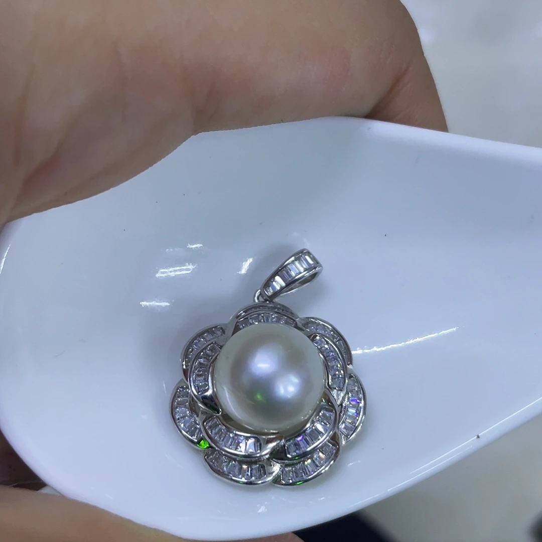 海水珍珠银S925镶嵌颈饰