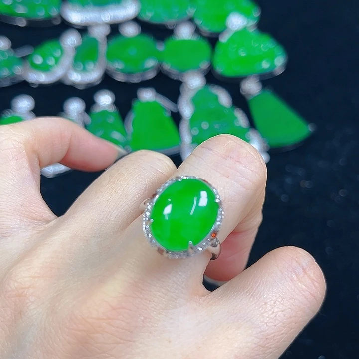 翡翠银S925镶嵌吊坠(不含链)