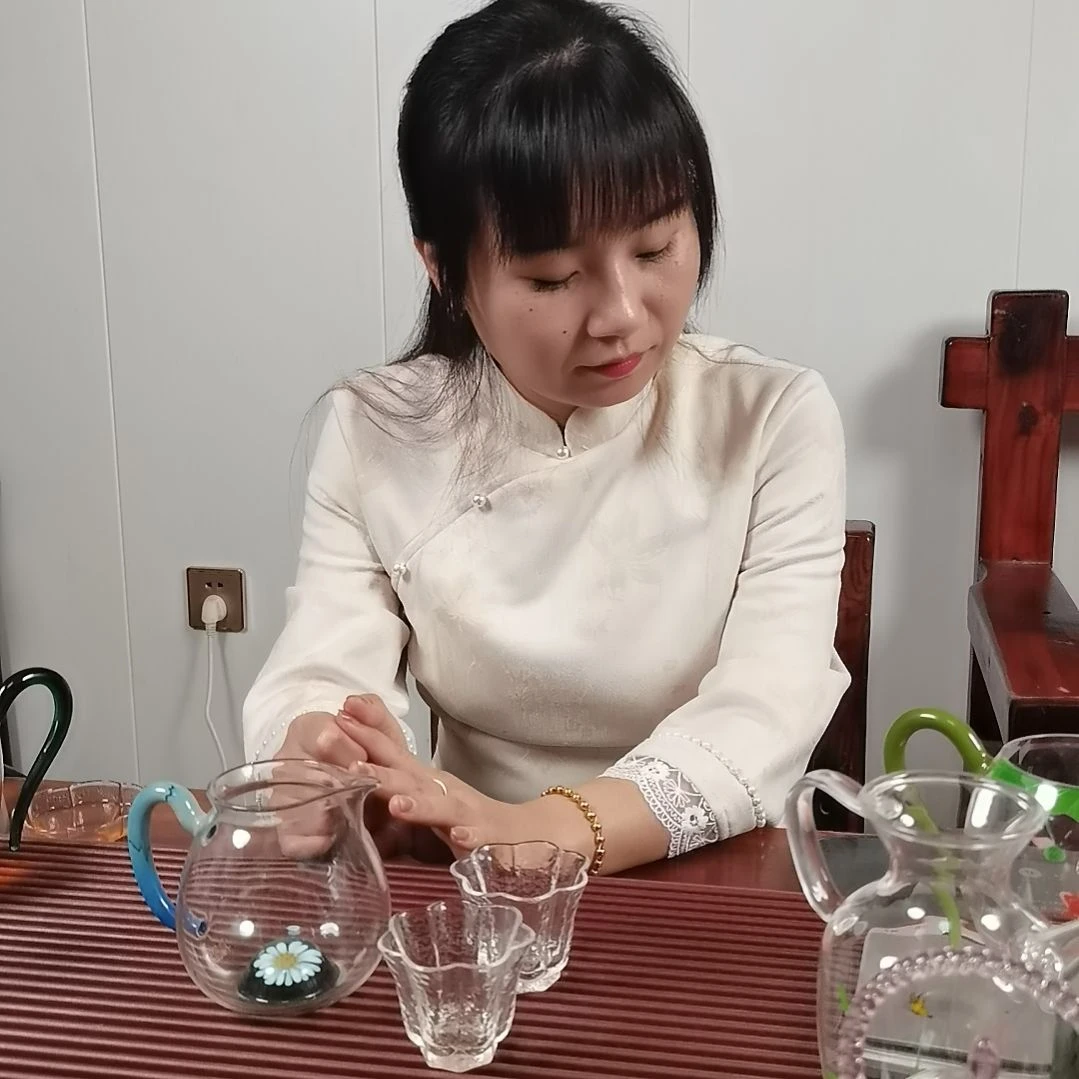 手柄款高硼硅玻璃小雏菊福袋公杯配两支小杯