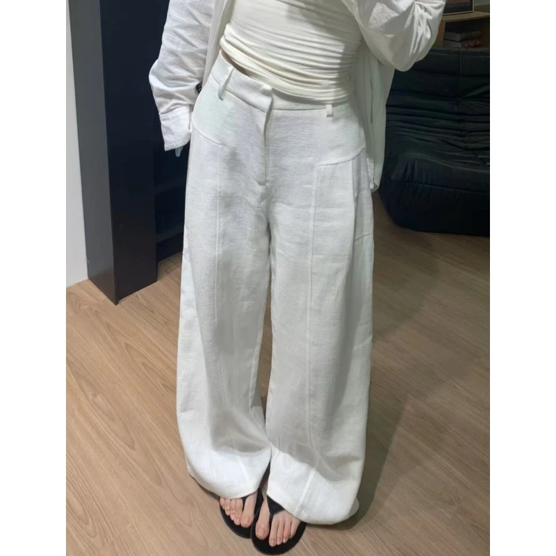 裤长112cm高个子加长白色老钱风棉质阔腿裤女夏天慵懒休闲拖地裤