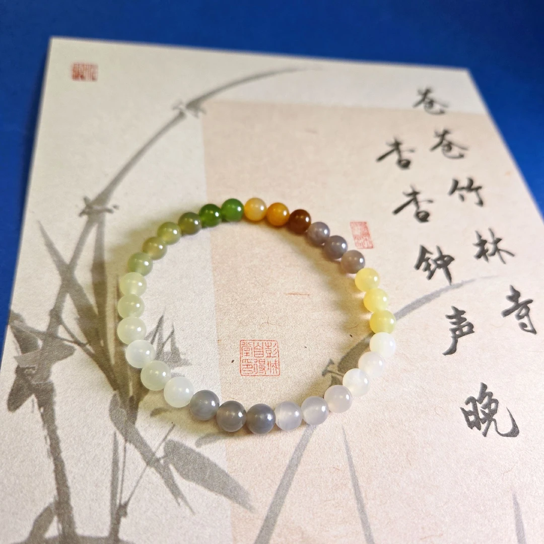 多样性发1串30颗卡约5.8mm单圈和田玉深多宝色百搭玉手串