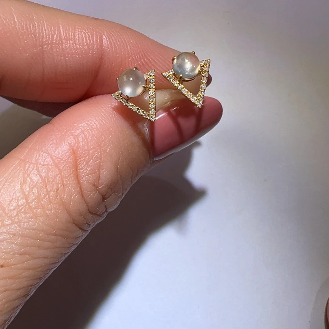 翡翠颈饰18K金镶嵌耳钉