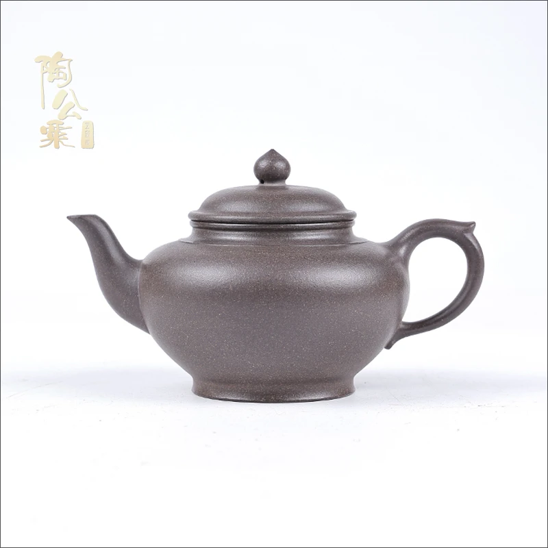 陶公粟原矿全手工天青泥《笑樱》240cc内推手制精美圆壶紫砂壶茶具