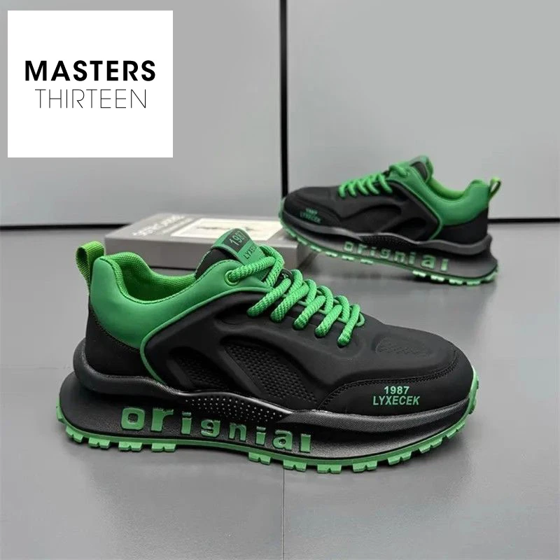 秋季男鞋潮流时尚百搭休闲鞋子男款厚底防滑耐磨轻便运动鞋-RR555