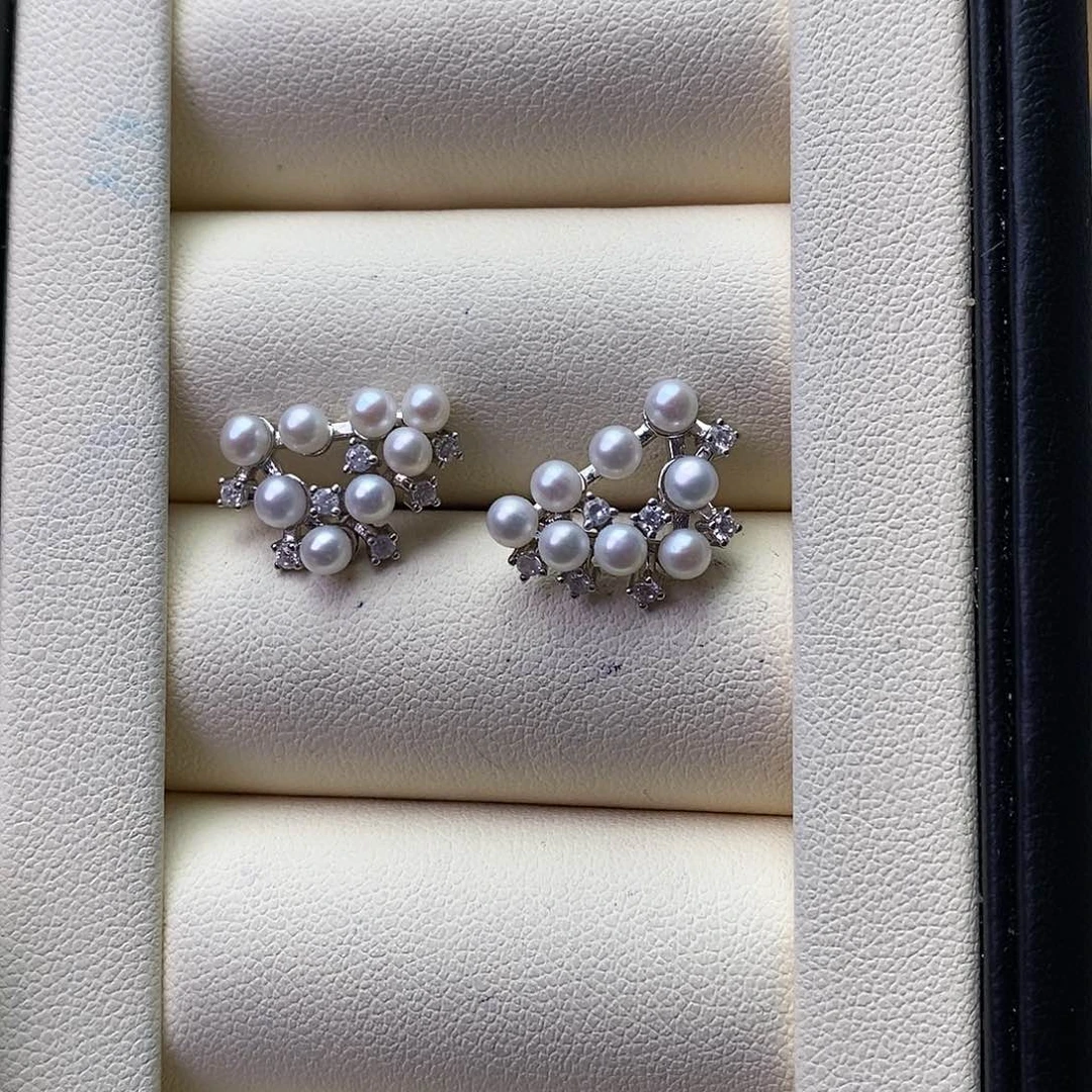 淡水珍珠耳饰银S925镶嵌