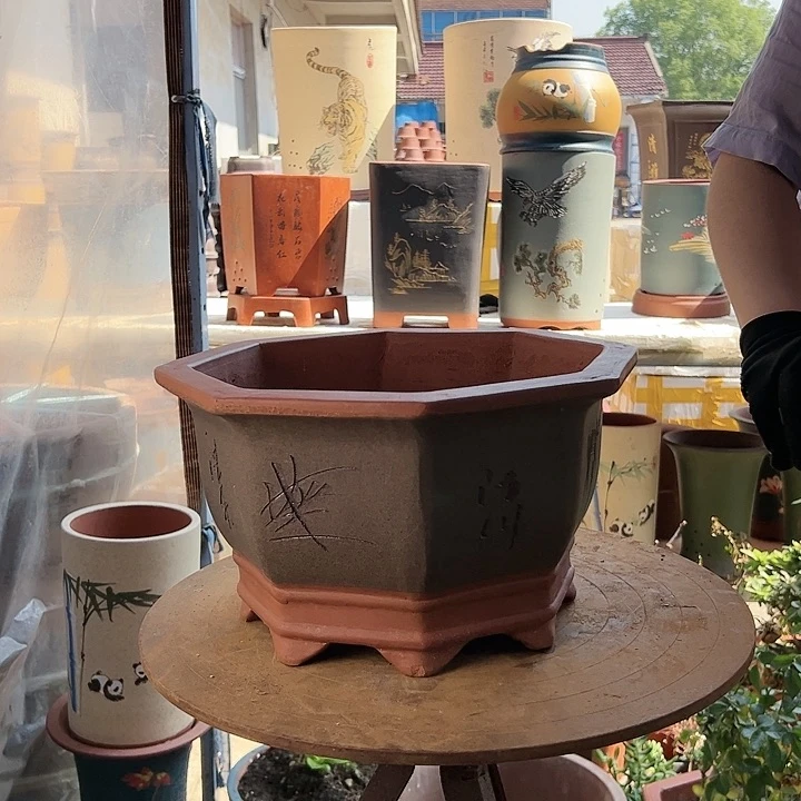 宜兴紫砂35灰八方