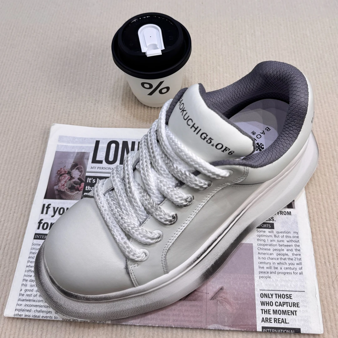 堡酷驰男鞋中跟街头风百搭嘻哈风时尚休闲鞋透气小白鞋ins运动鞋