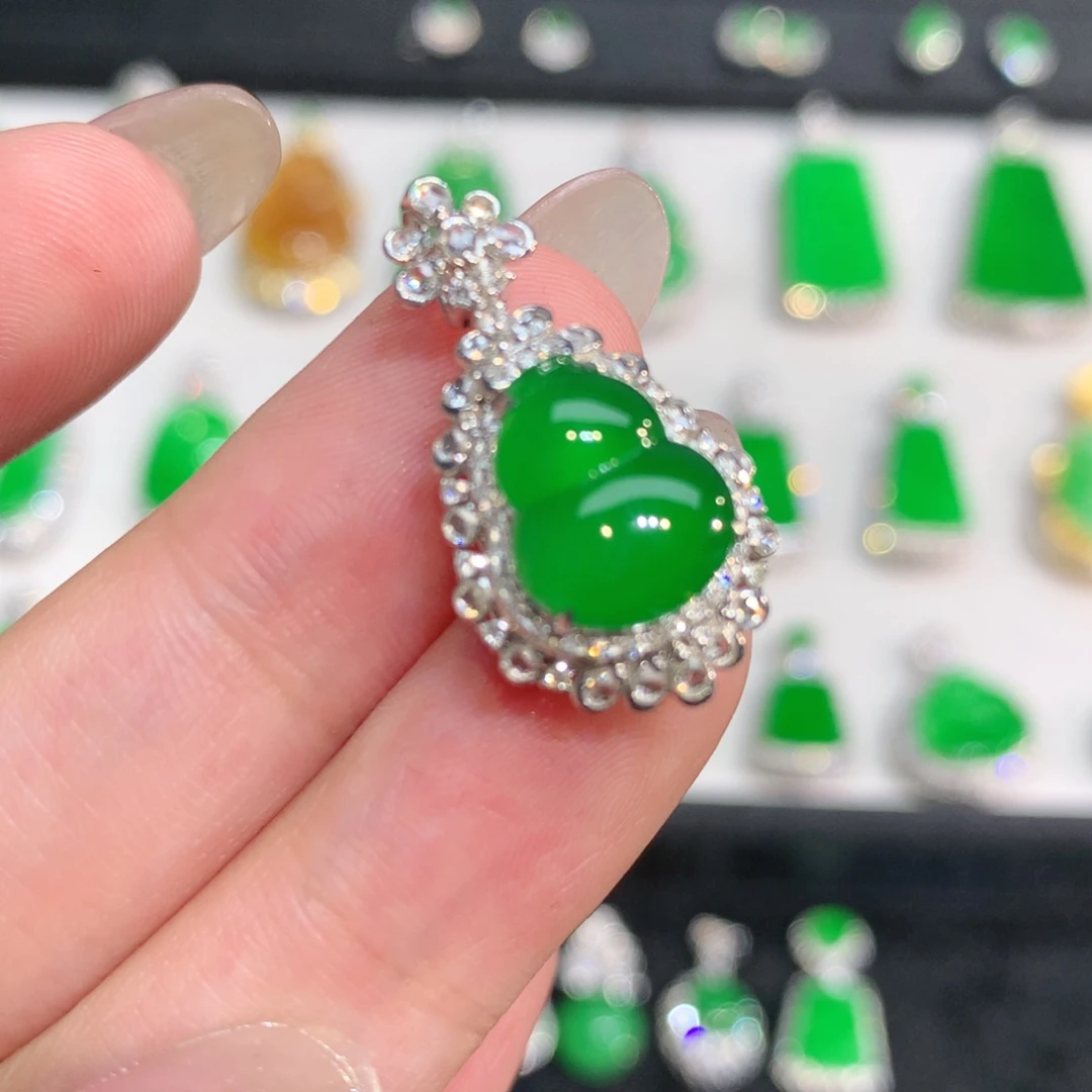 翡翠18K金镶嵌吊坠(不含链)吊坠