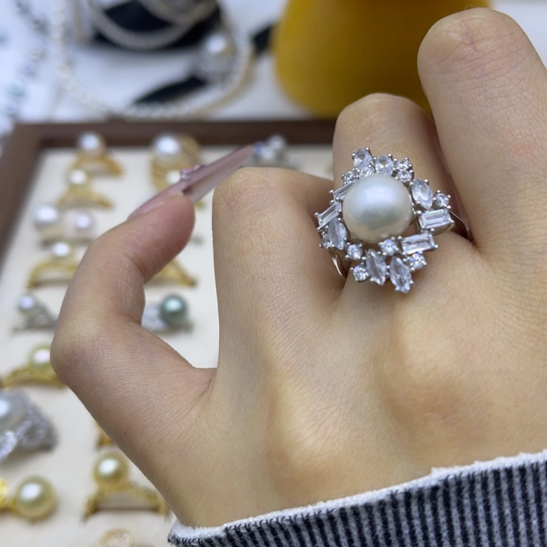淡水珍珠银S925镶嵌戒指
