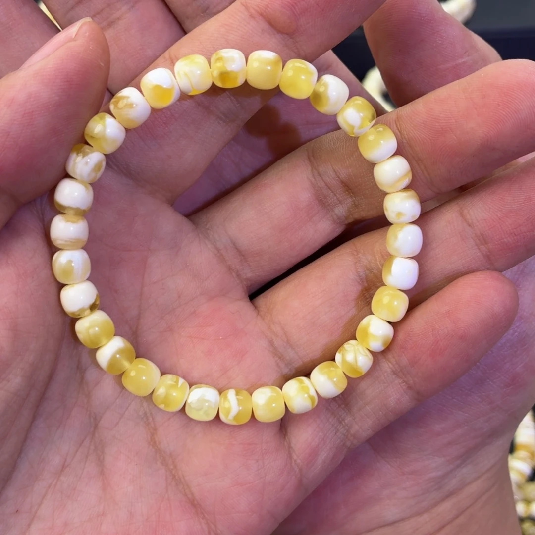 琥珀未镶嵌珠宝奇石金瓷白6.5