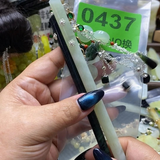 遇***゜未镶嵌蛇纹石玉发簪
