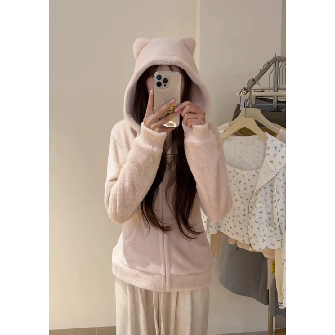 【软糯小熊】高克重800g仿水貂毛小熊连帽卫衣外套23050#