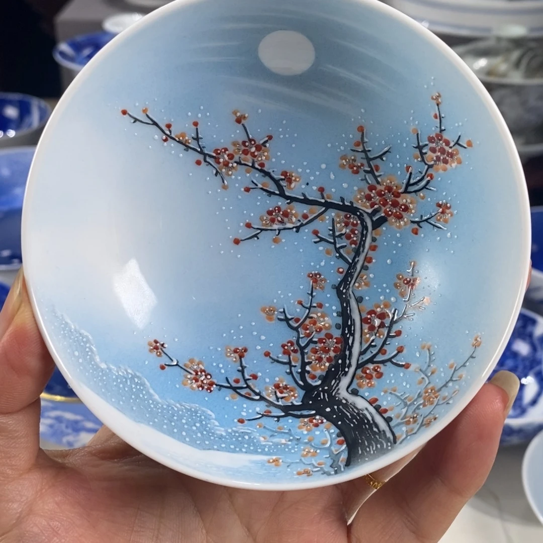 粉彩雪景主人杯杯