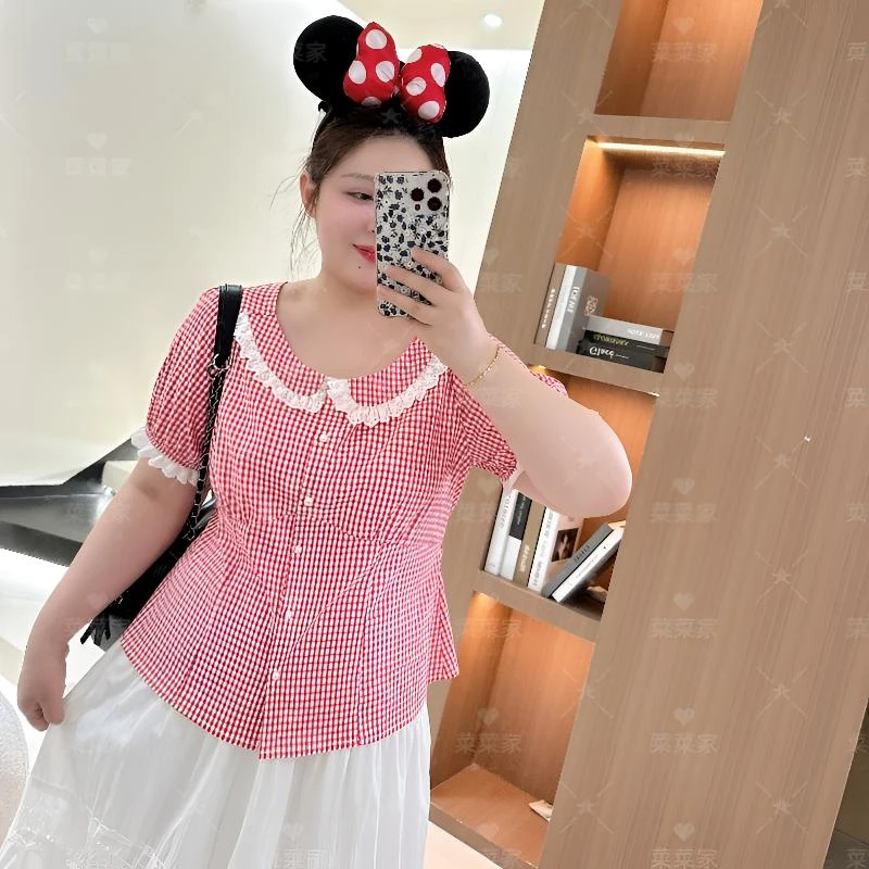 【菜菜家】2025夏季新款清新显瘦收腰百搭小红格开衫CCC11561
