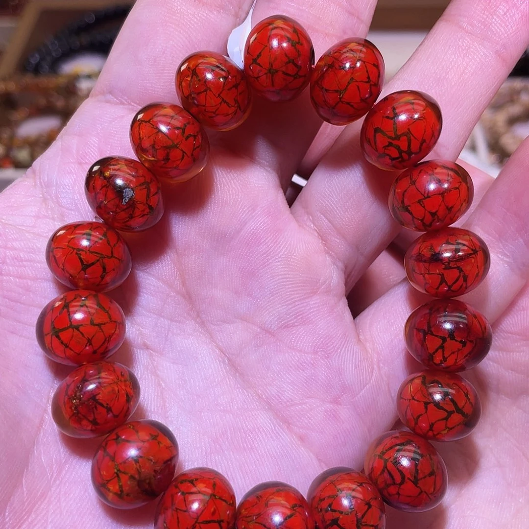 琥珀未镶嵌裸石14+抚顺琥珀内画手串