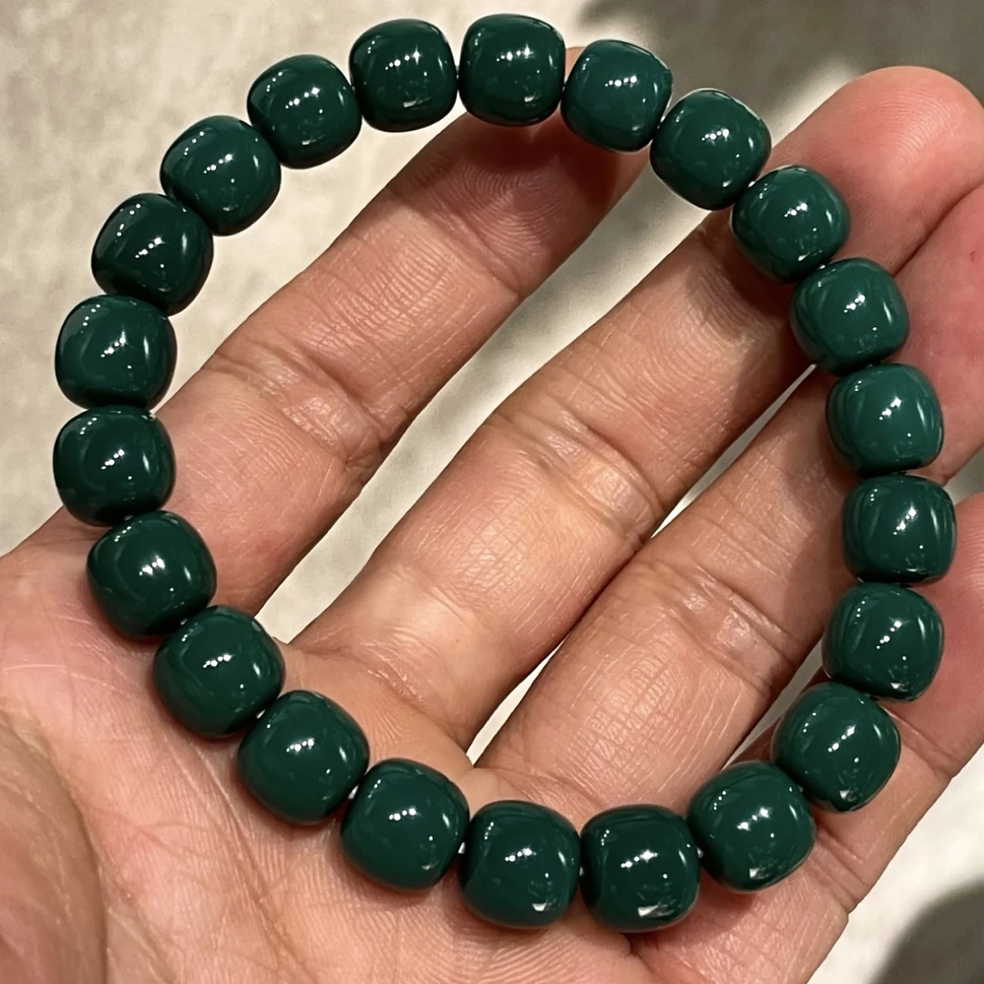 湖北原矿绿松石手工玉华老邢手串