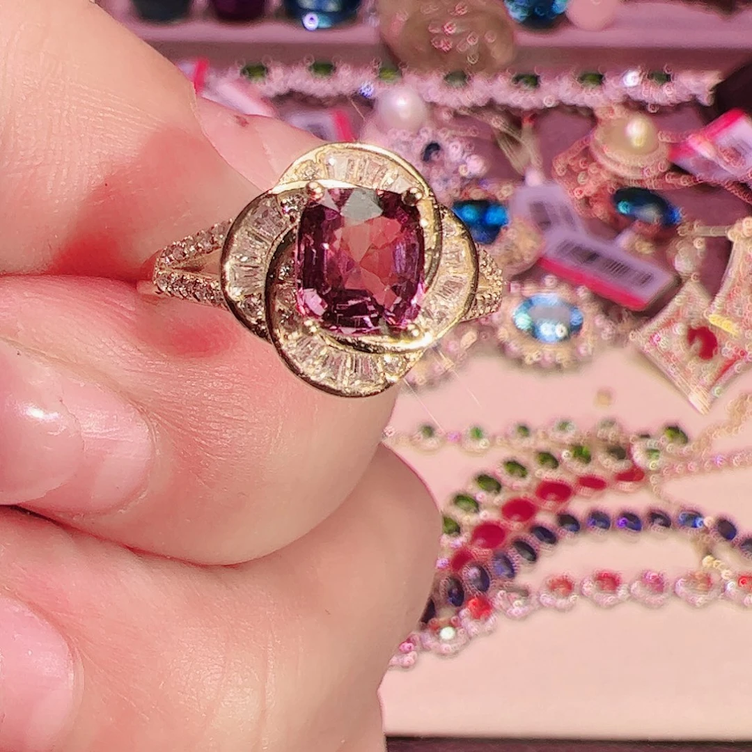 尖晶石戒指银S925镶嵌