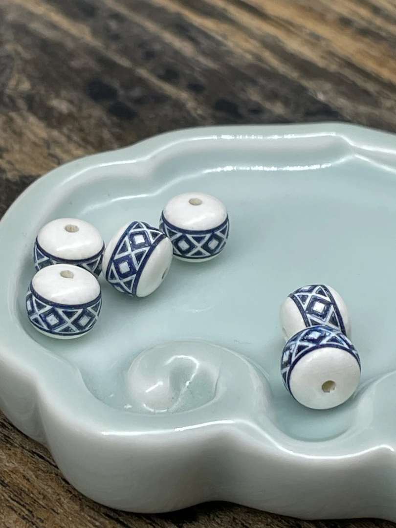 129【唐砖纹】精品猛犸8MM左右文玩顶珠腰珠弟子珠精工配饰