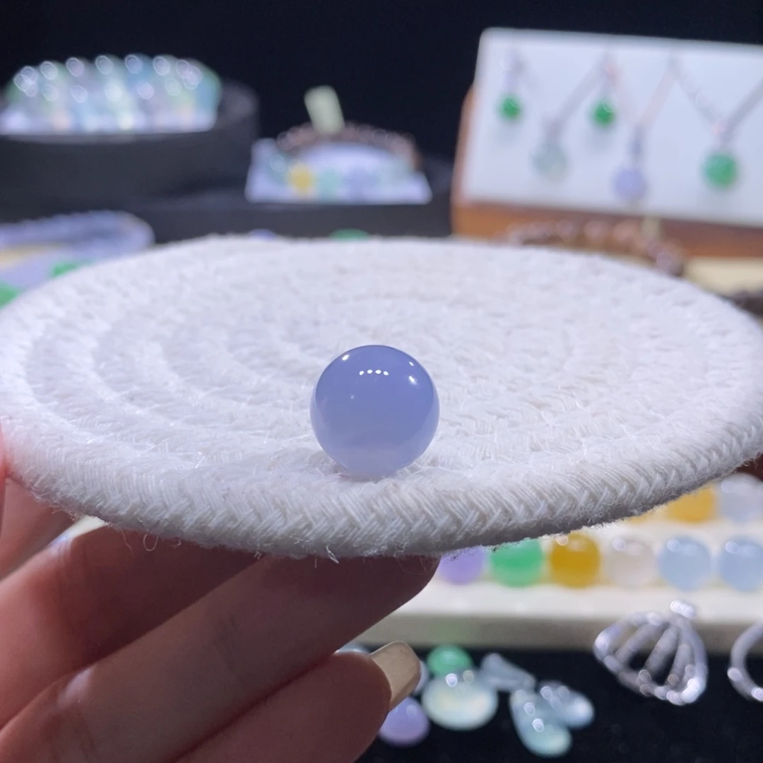 翡翠未镶嵌颈饰浓蓝紫珠卡13