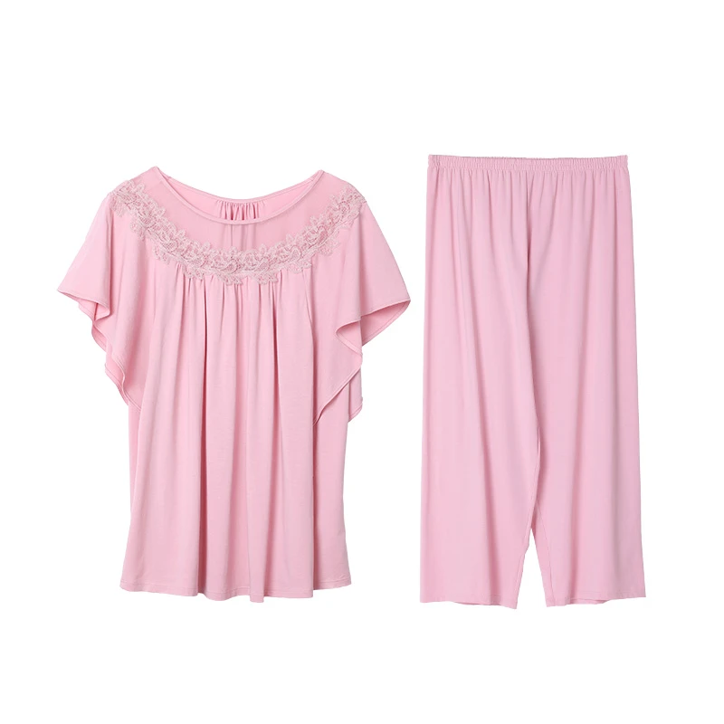 【奥莱专属】安莉芳圆领透气宽松款睡衣套装七分裤家居服EL00428