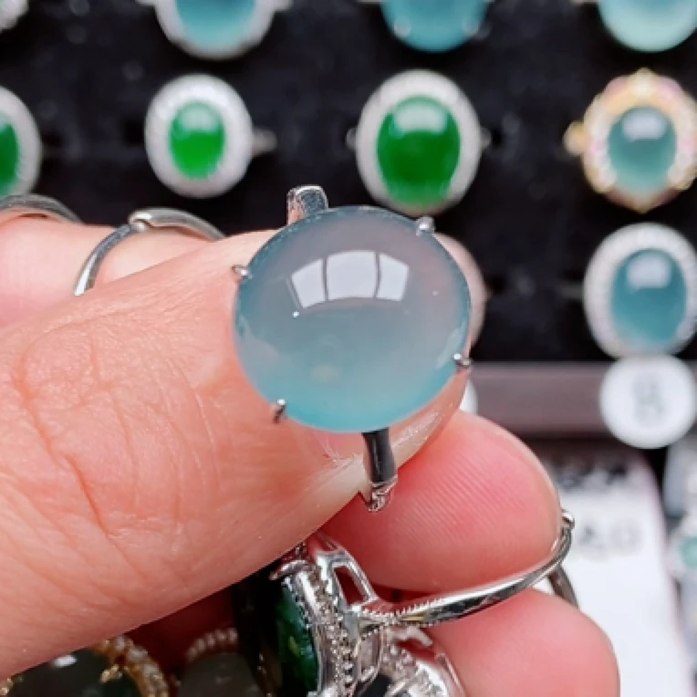 S925银镶嵌纯天然a货翡翠戒指（不含证书，需要请单拍证书链接）