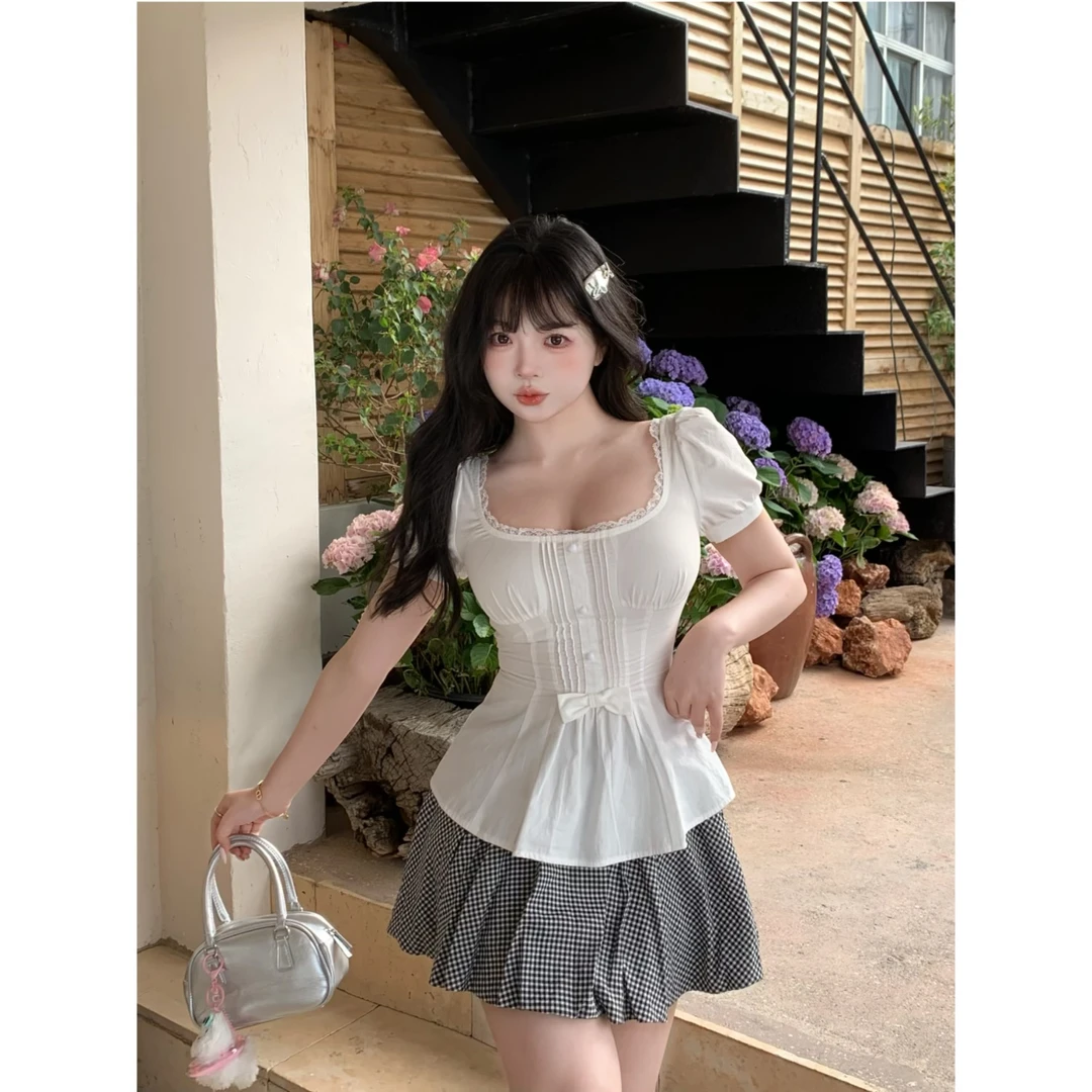 清清萌面侠芝士【蓬蓬甜心】百搭甜美收腰重工显瘦上衣5222