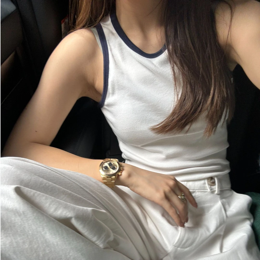 【ASHLEYASS】背心撞色休闲百搭吊带圆领无袖三色背心LSS240509Y