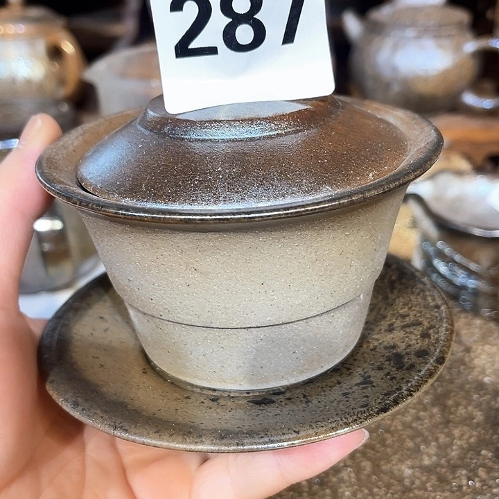 杯高温柴烧陶泥盖碗