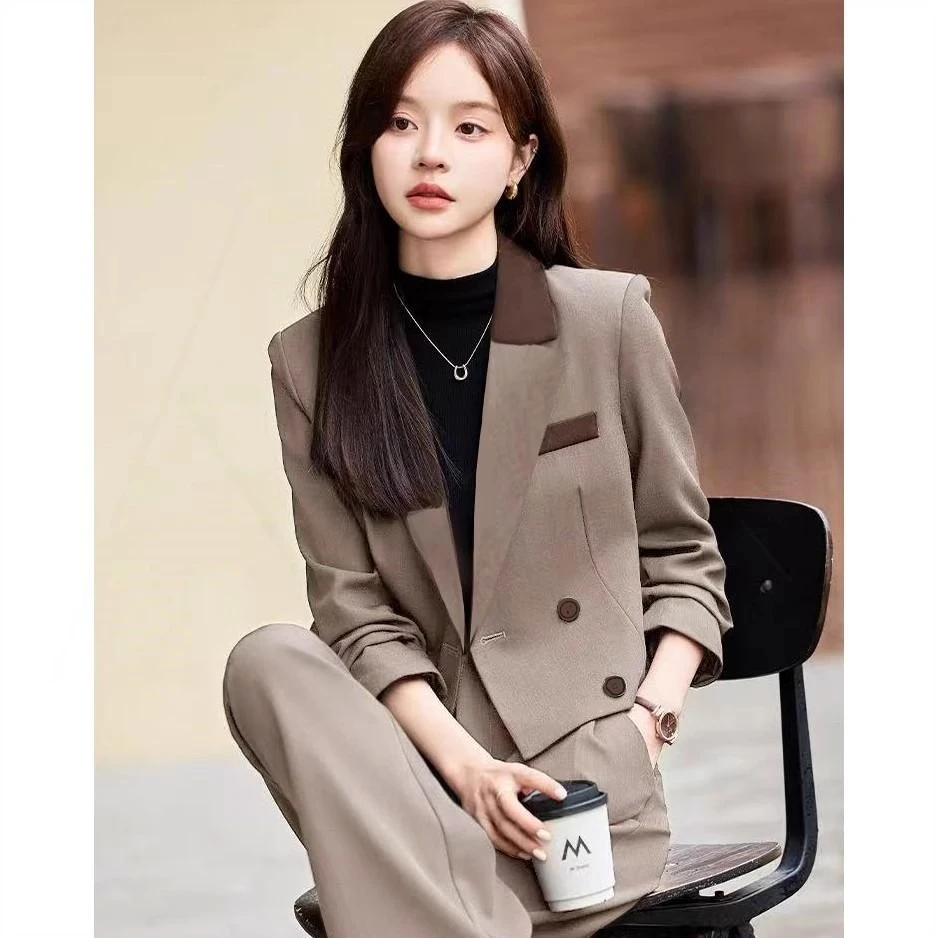 秋季换新1483工作室原创新款春秋高级感轻熟通勤西装两件套套装