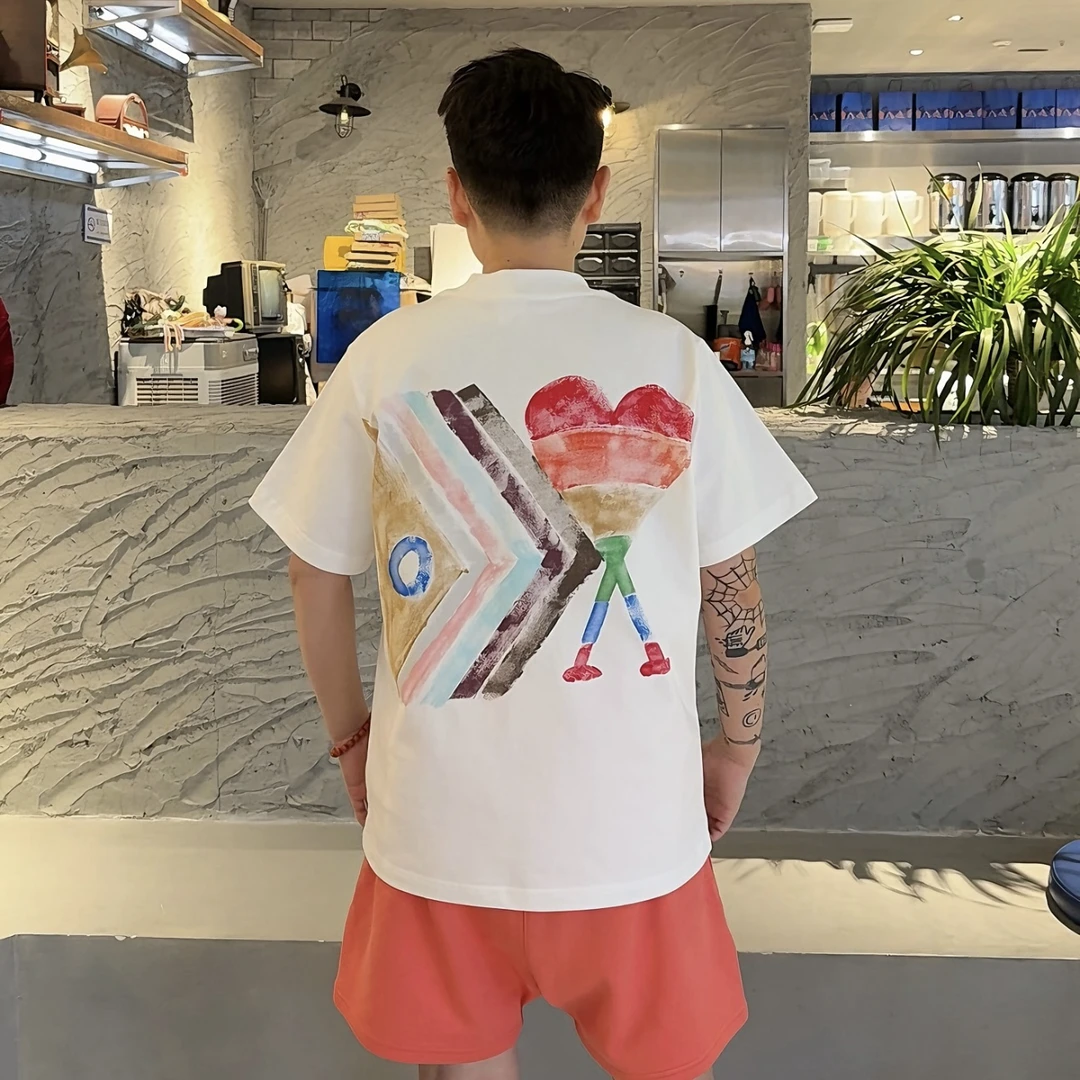 【小迪自制款】重磅340g创意趣味多巴胺爱心涂鸦短袖个性痞帅T恤