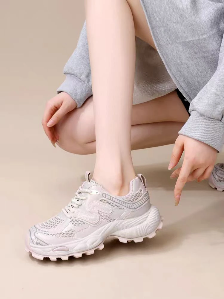 透气时尚老爹鞋女2025新款网面厚底休闲百搭运动鞋休闲鞋女55096