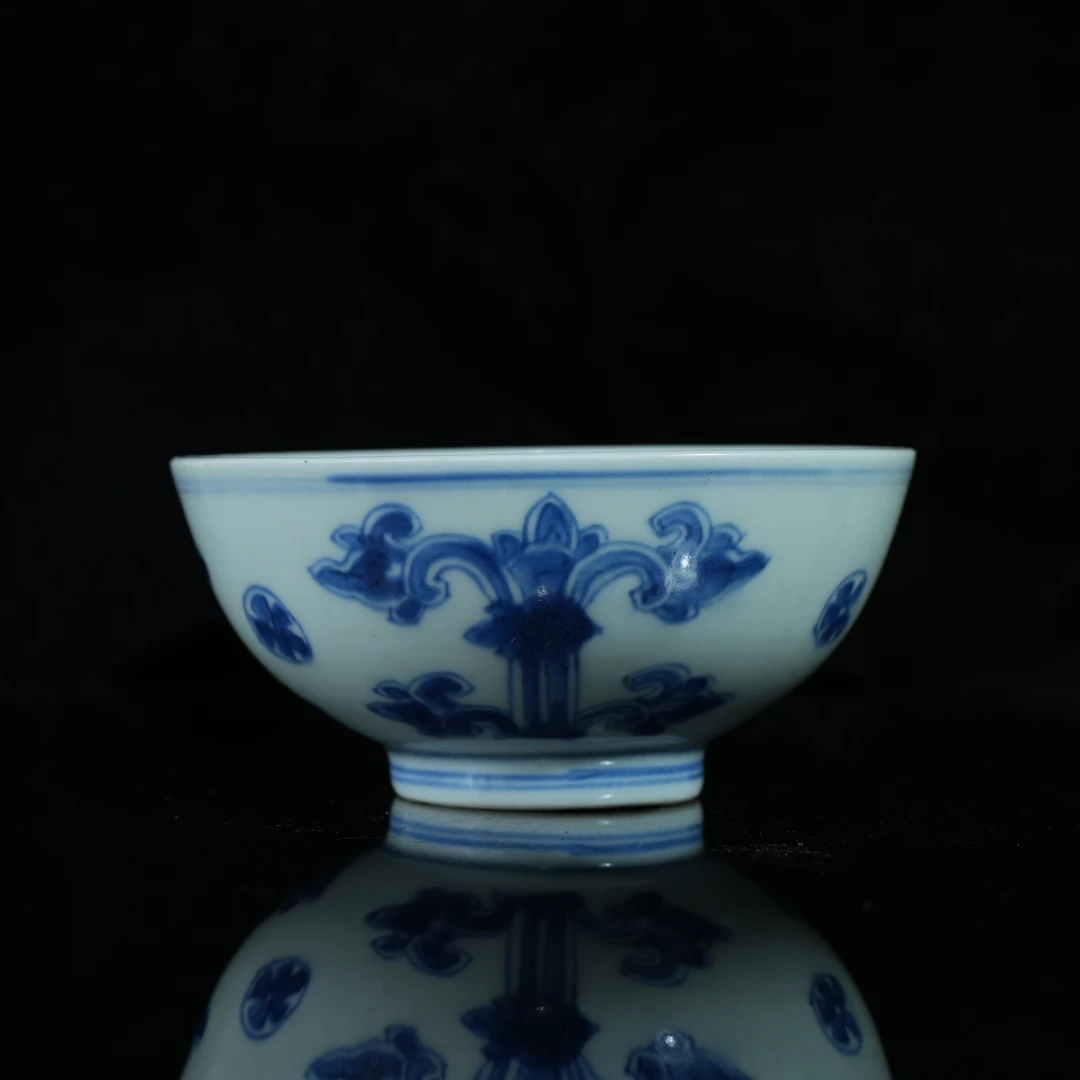 lot14956 4968 清雍正 青花长寿花卉茶碗 D:11.5