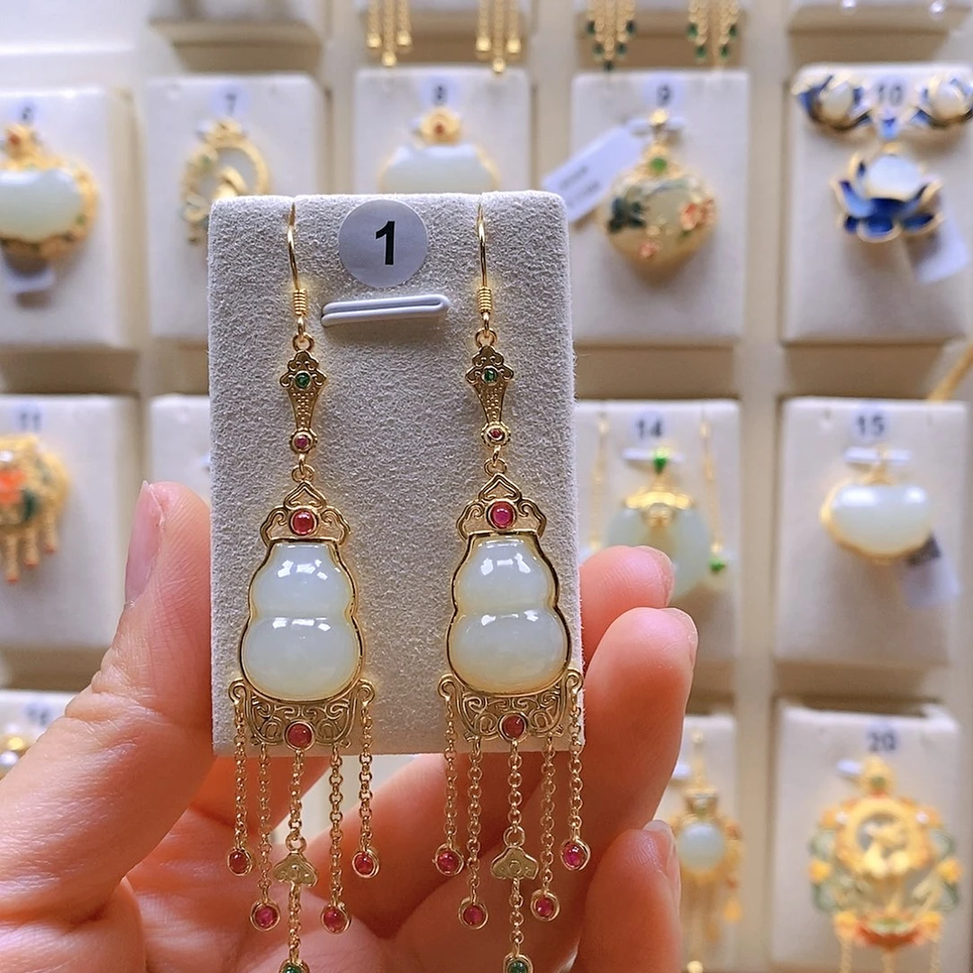 和田玉颈饰银S925镶嵌