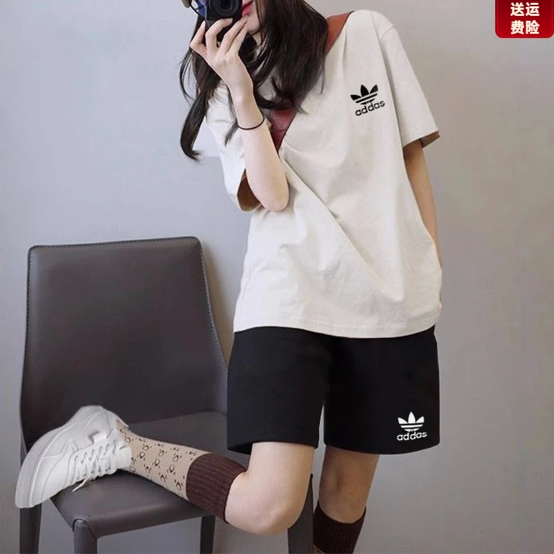 奥特莱斯休闲运动套装女夏季新款官方正品高级感T恤短裤两件套男F