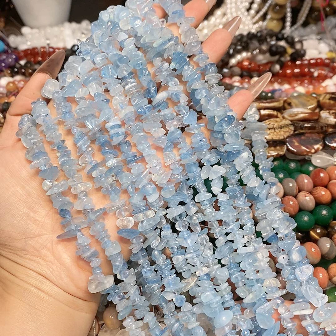 玛瑙/玉髓散珠天然海蓝宝碎一条