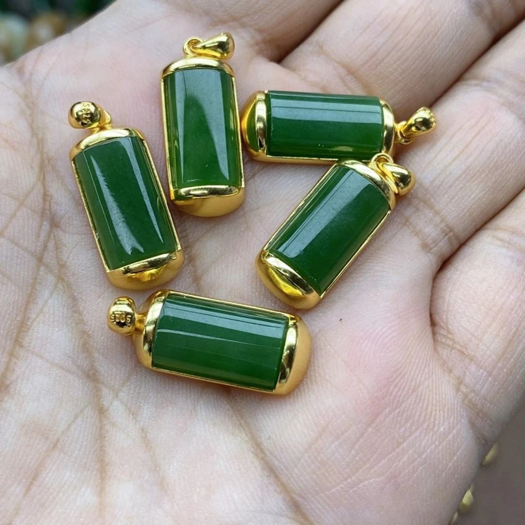 和田玉银S925镶嵌吊坠(不含链)