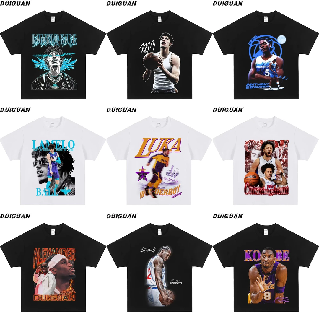 《球星》新款合集美式潮牌球星重磅纯棉260g直喷印花篮球夏季短袖